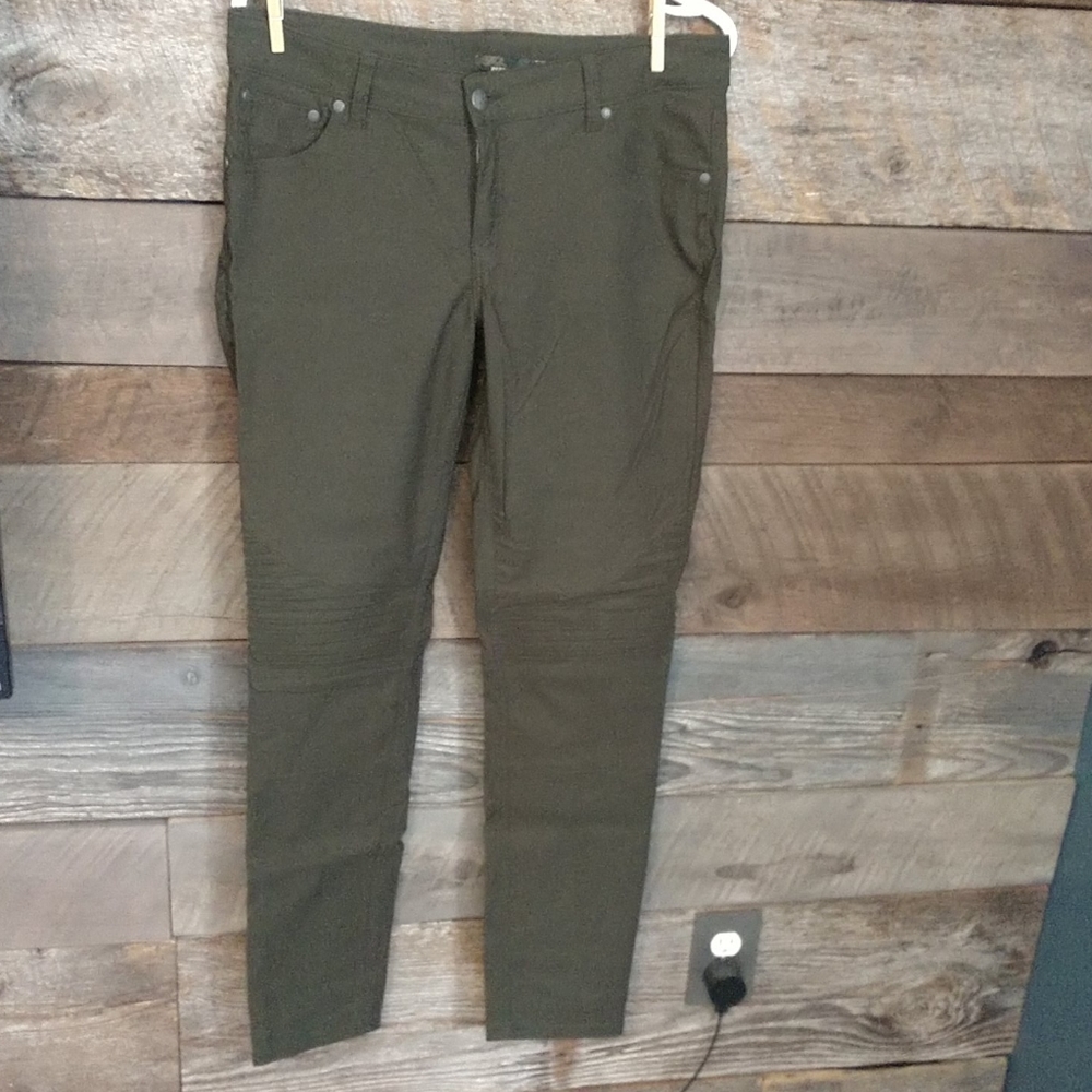 Dark Olive Green Motorcycle Style Pants